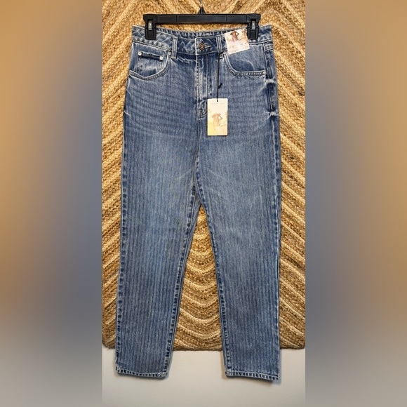 Sincerly Jules Denim - Sincerely Jules Striped 90's Straight Denim Jeans,Medium Wash,Women's Size 5/27